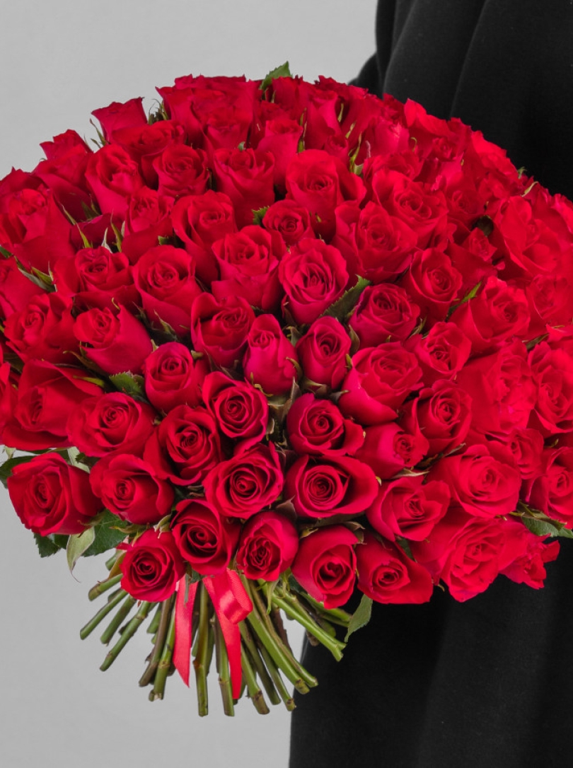 101 Trandafiri olandezi roșii 50 cm